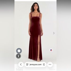 Jenny Yoo Deep Burgundy Velvet Maxi Dress – Bridesmaid / Formal